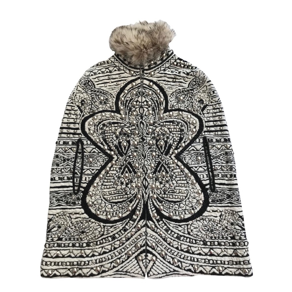 Authentic Emilio Pucci Jacquard Cape w/Fox Fur Color -S - Picture 8 of 8